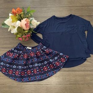 Abercrombie kids skirt set with long sleeve top